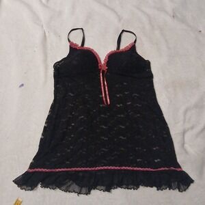 cosmopolitan Y2k Style Pink And Black See Through Babydoll Night Gown Top...